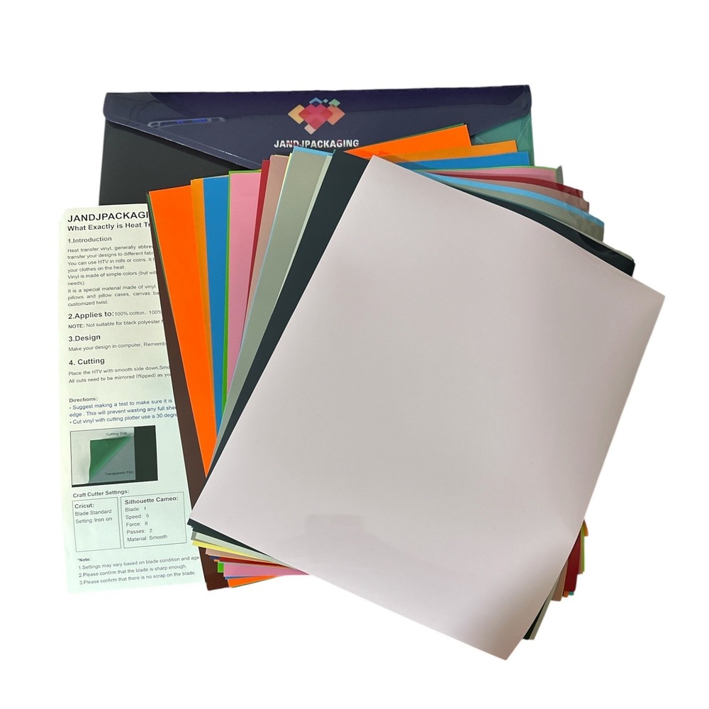 JandJPackaging Heat Transfer Vinyl HTV Sheets Multicolor 12x10 Bundle Crafting